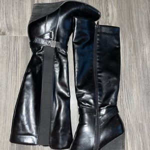 Black Wedge Boots